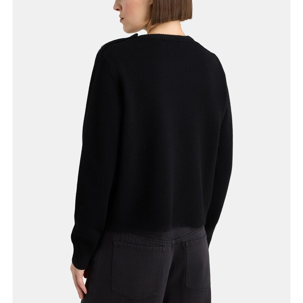 Pull droit feddie boutons bijoux cachemire noir, GALERIES LAFAYETTE