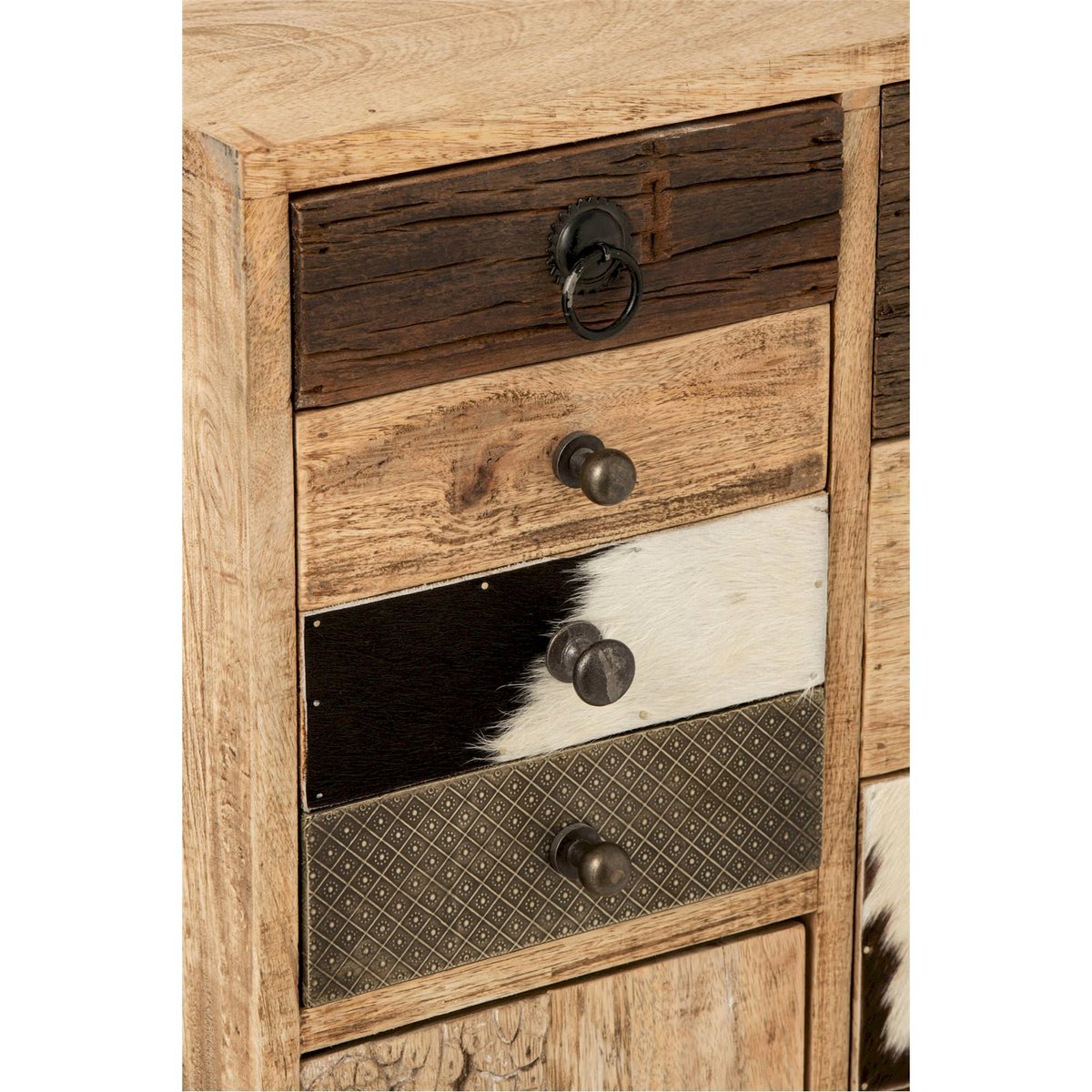 Commode à relief en bois de manguier multi naturel, RECOLLECTION