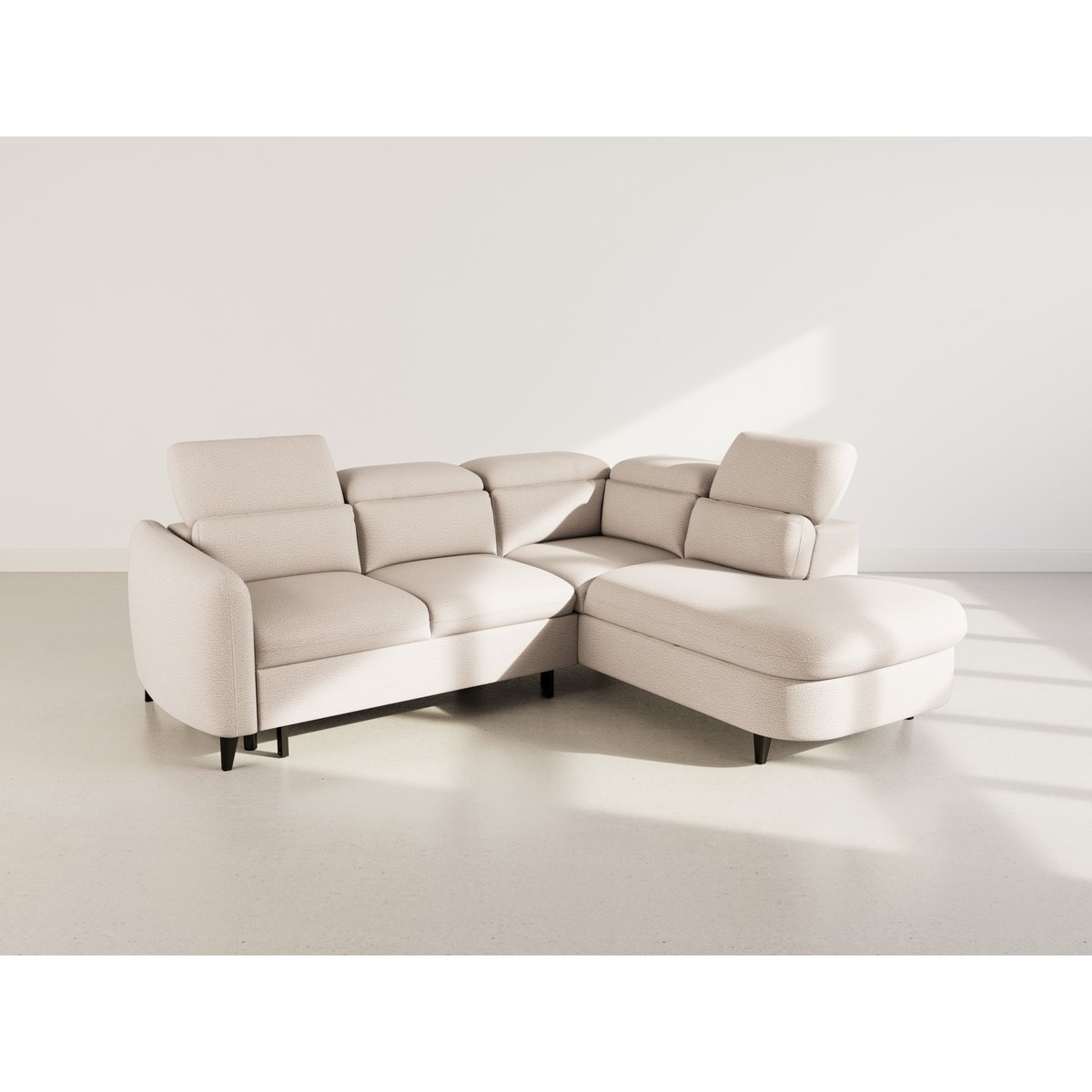 Canapé angle droit convertible tissu texturé, OPALINE beige, BEST MOBILIER