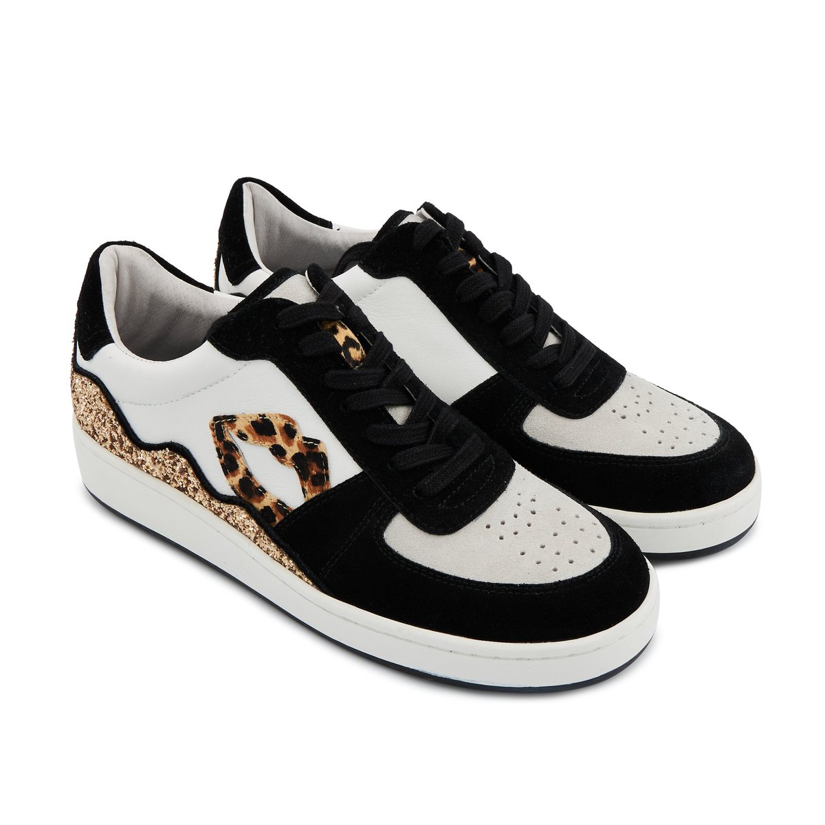 Baskets En Cuir Loulou Leopard blanc, BONS BAISERS