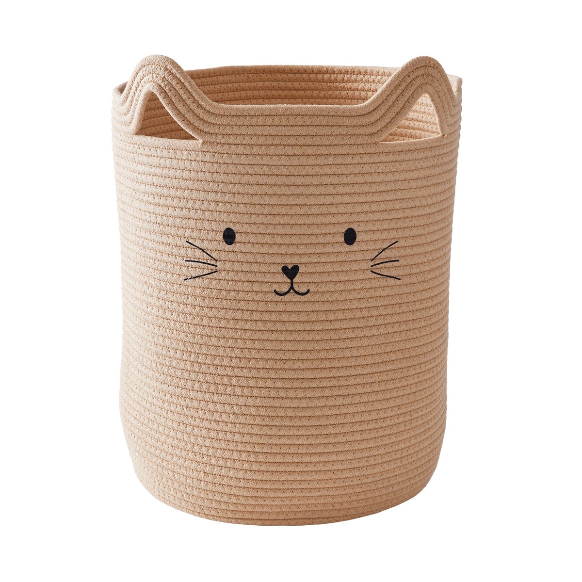 Panier de rangement XL en corde de coton Chat beige, VERTBAUDET