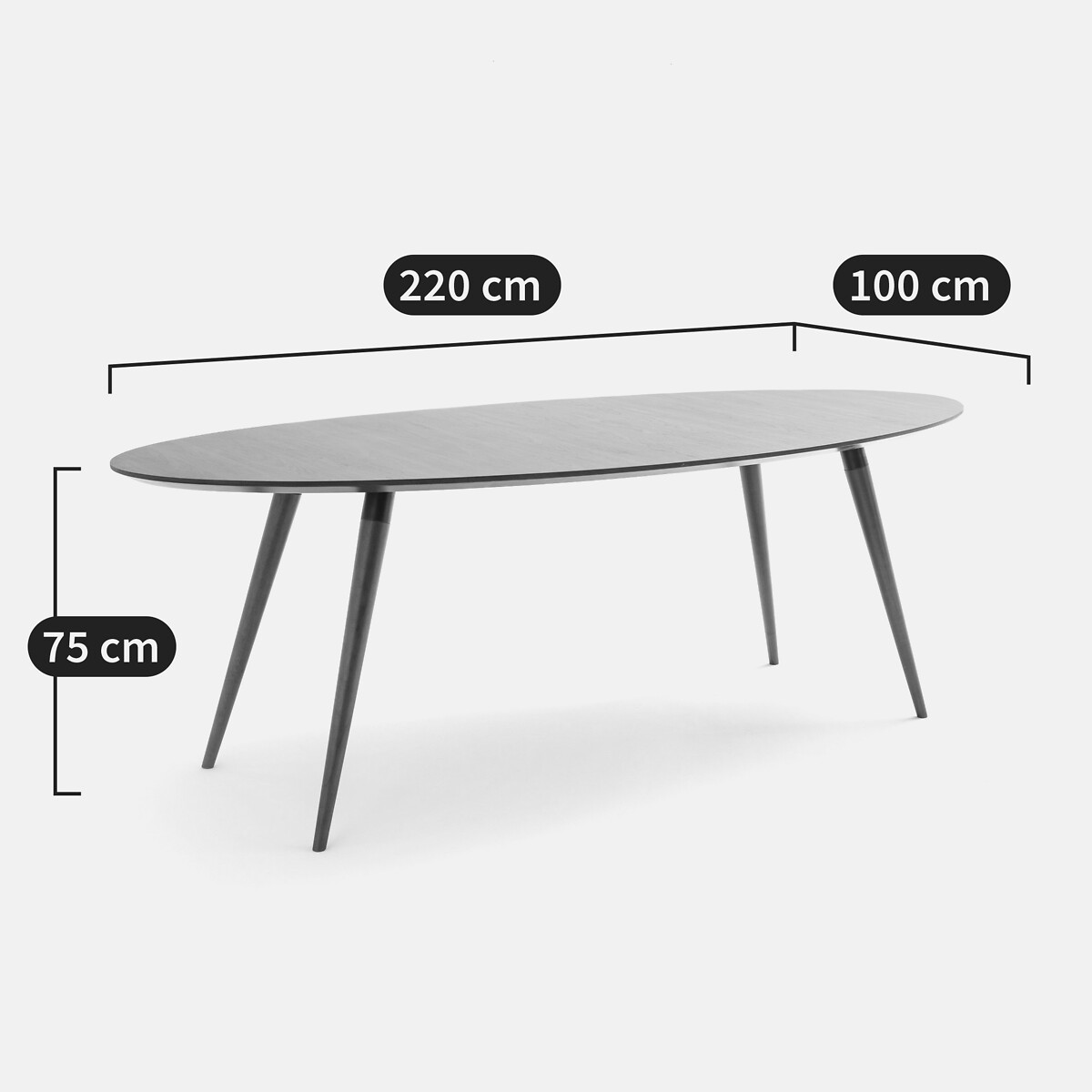 Table à manger, en noyer, 8 personnes, WATFORD noir/teinté noyer, LA REDOUTE INTERIEURS