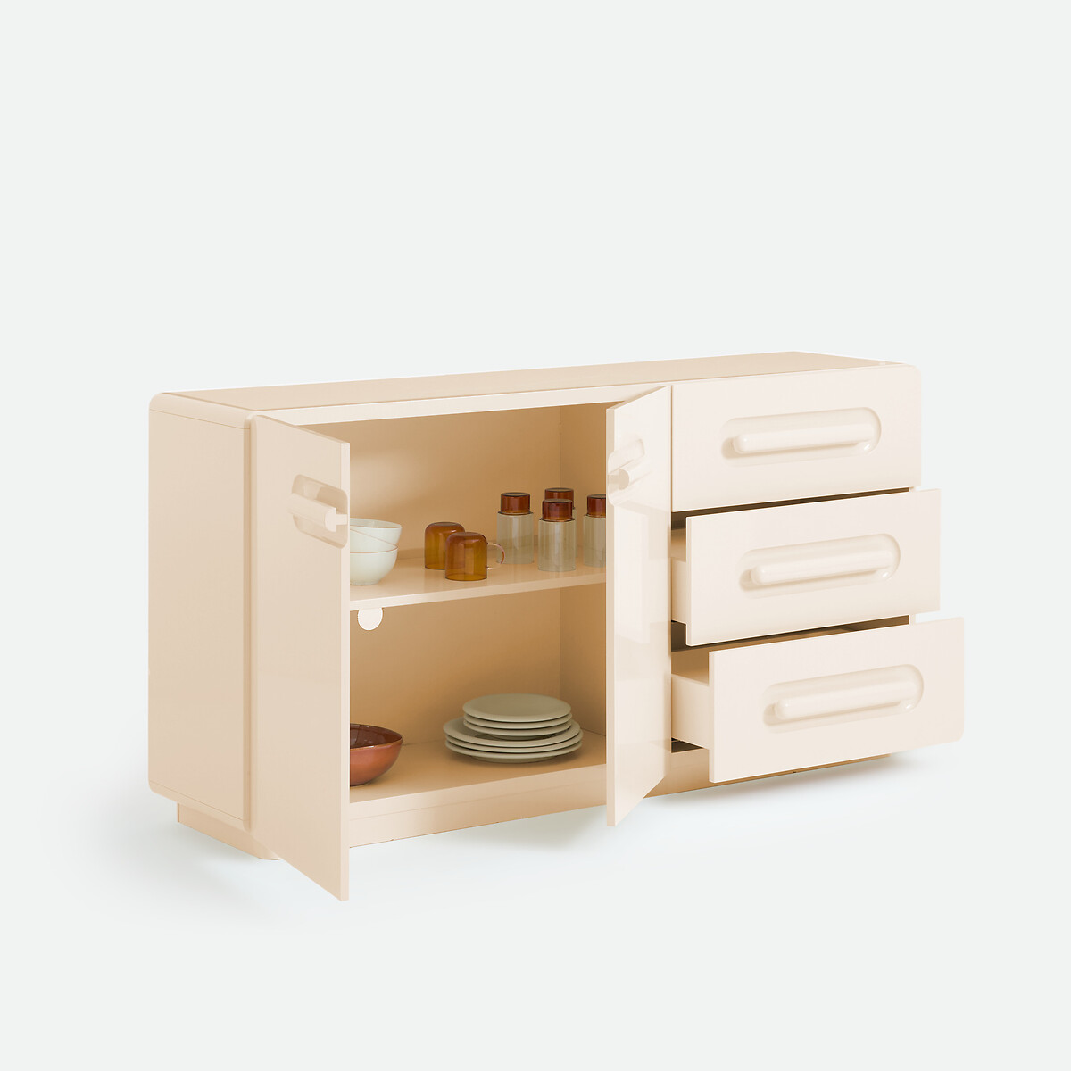 Buffet laqué, 2 portes, 3 tiroirs, NEWCOOL ivoire, LA REDOUTE INTERIEURS