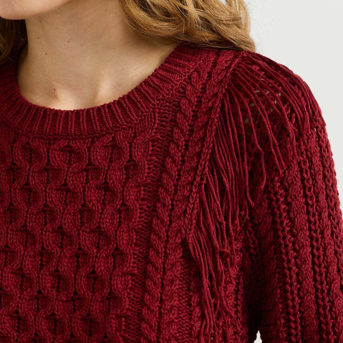 Pull Torsadé À Col Rond rouge baie, PEPE JEANS