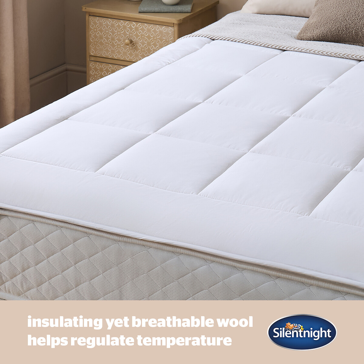 Natural Wool Mattress Topper white, SILENTNIGHT