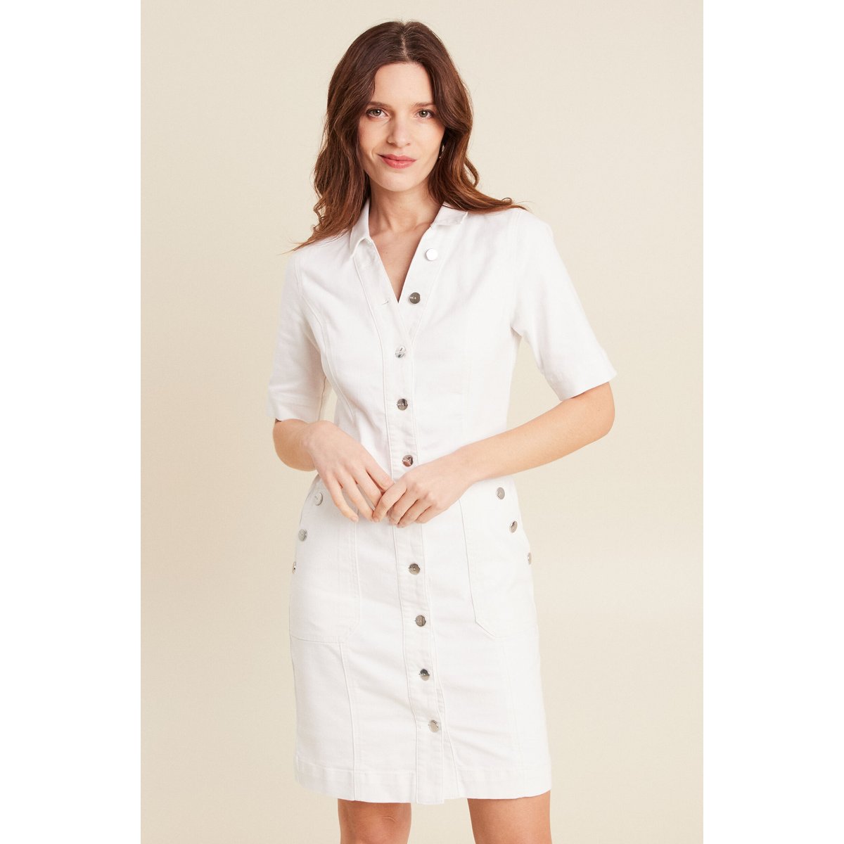 Robe droite en jean ecru, BREAL