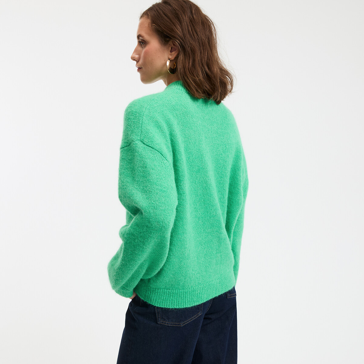 High Neck Cardigan in Chunky Alpaca Blend Knit 90009778, LA REDOUTE COLLECTIONS