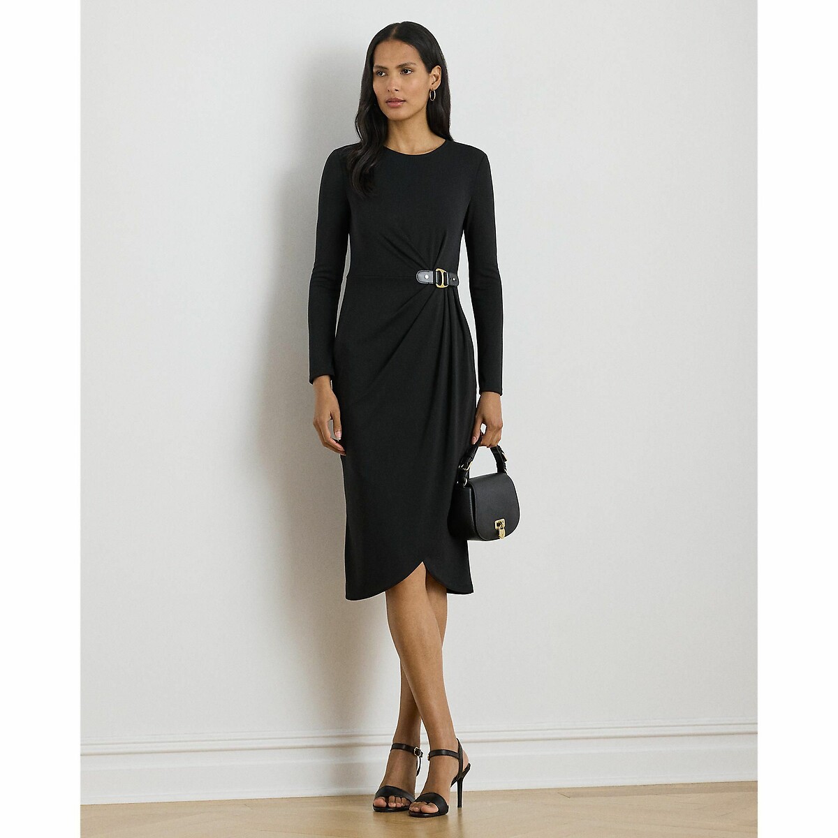 Midi Shift Dress with Long Sleeves black, LAUREN RALPH LAUREN