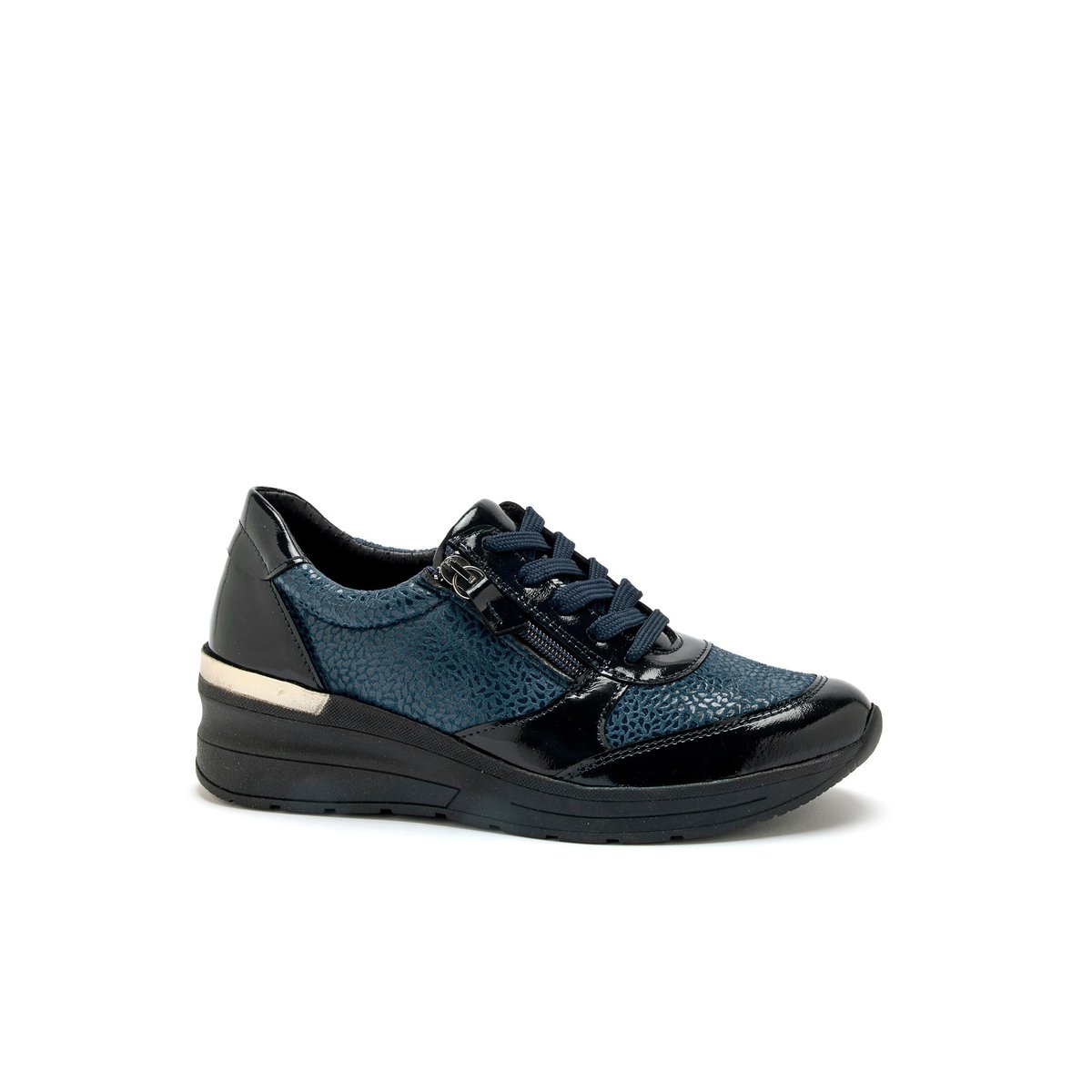 Derbies zippés avec lacets bleu, PEDICONFORT