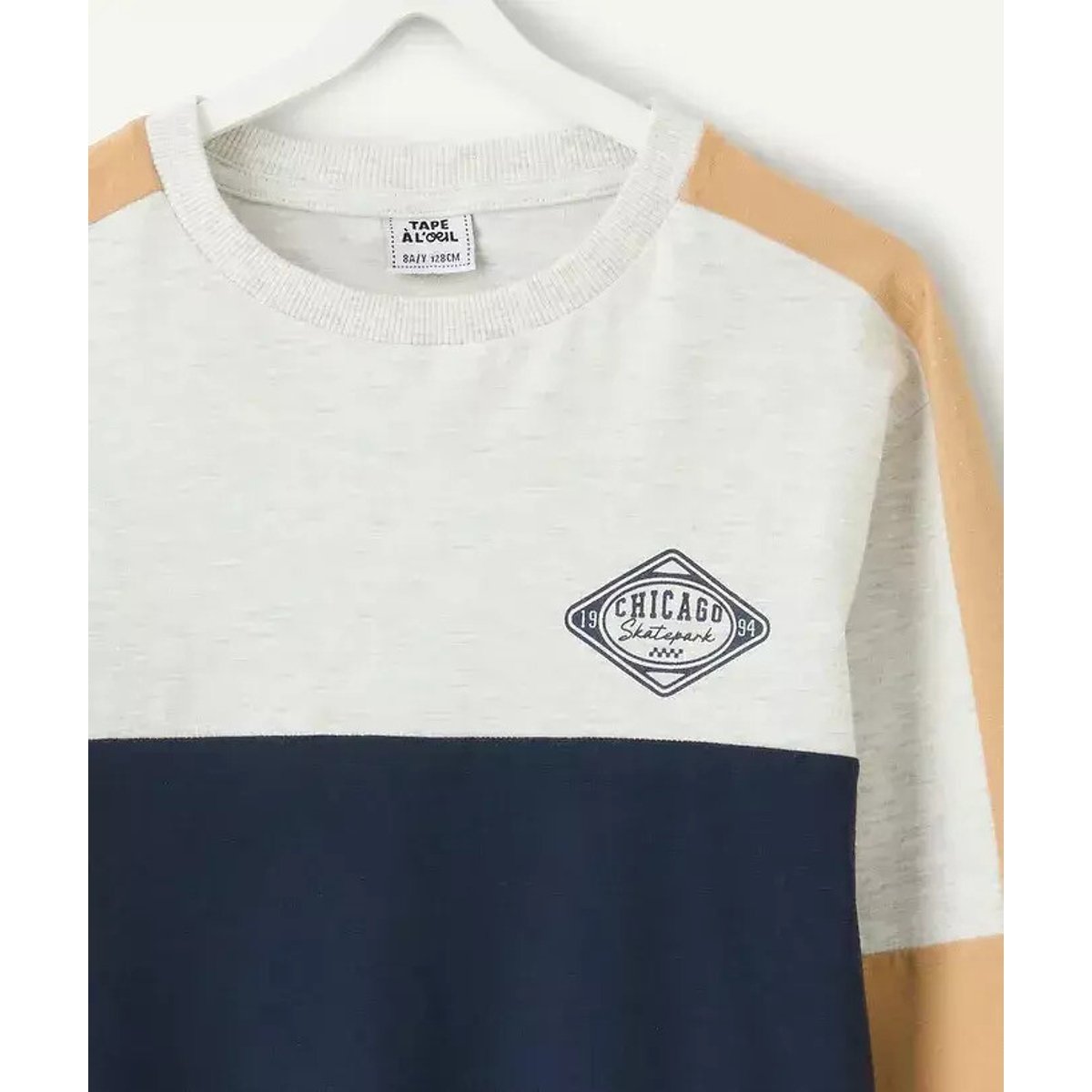Colour block T-shirt with long sleeves ., TAPE A L'OEIL