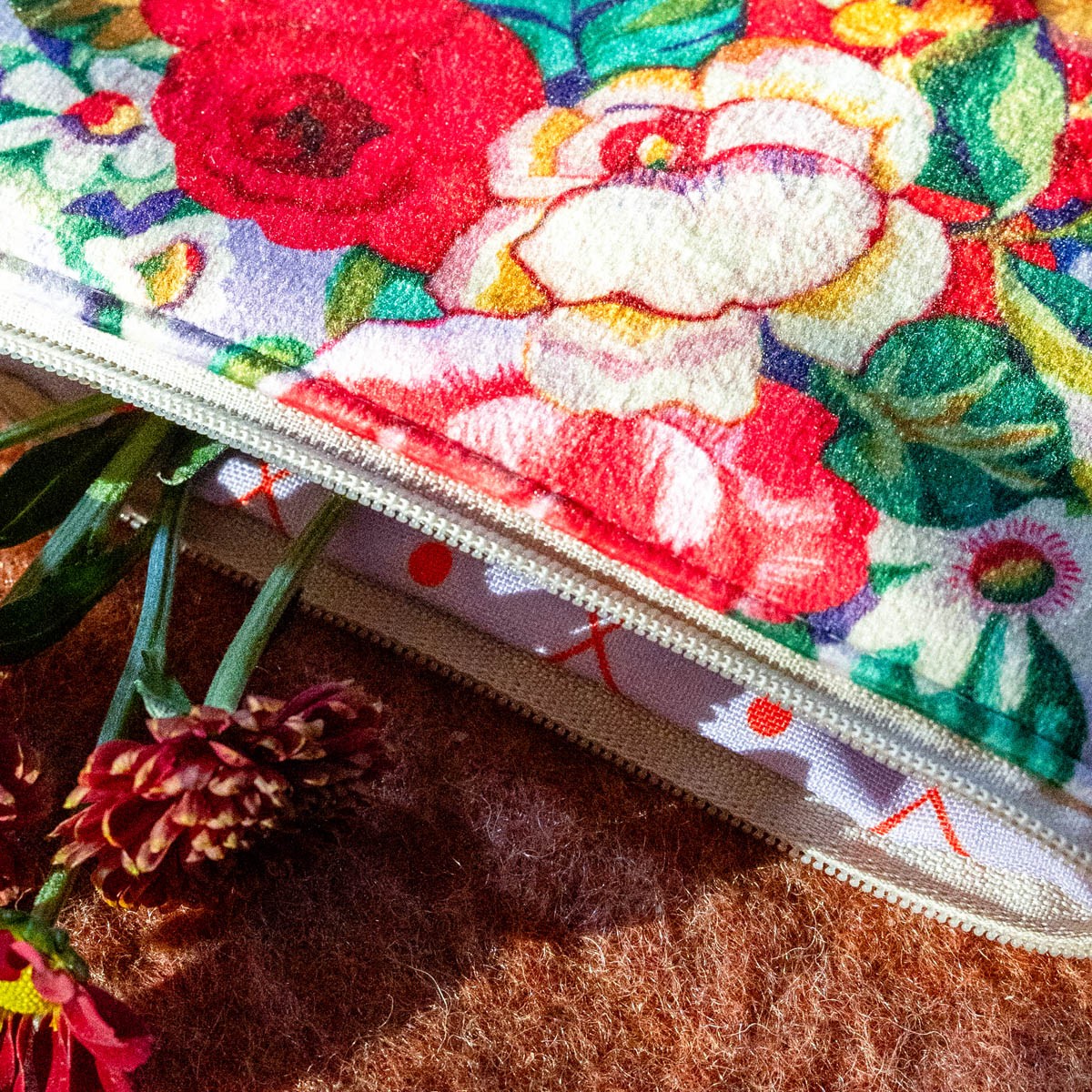 Porte-monnaie en velours fleuri, MIA lila, VENT DE BOHÈME