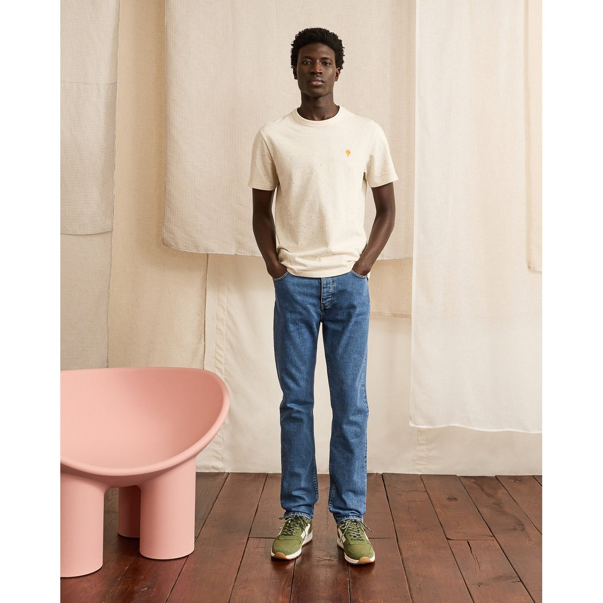 Jean coupe slim coton DENIM SLIM bleu clair, FAGUO