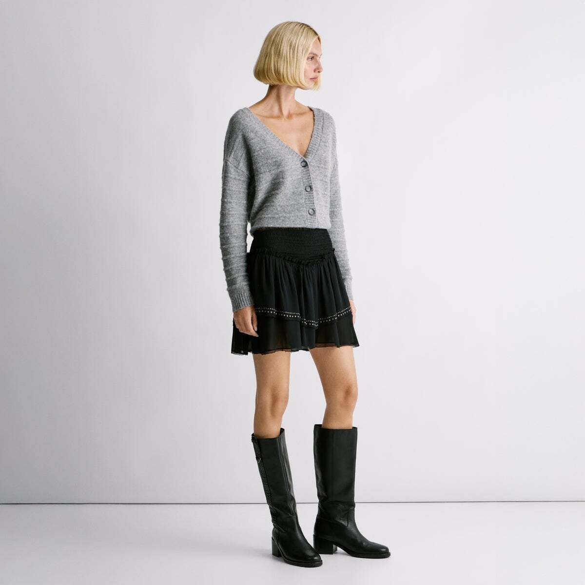 Jupe Courte En Chiffon noir, PEPE JEANS
