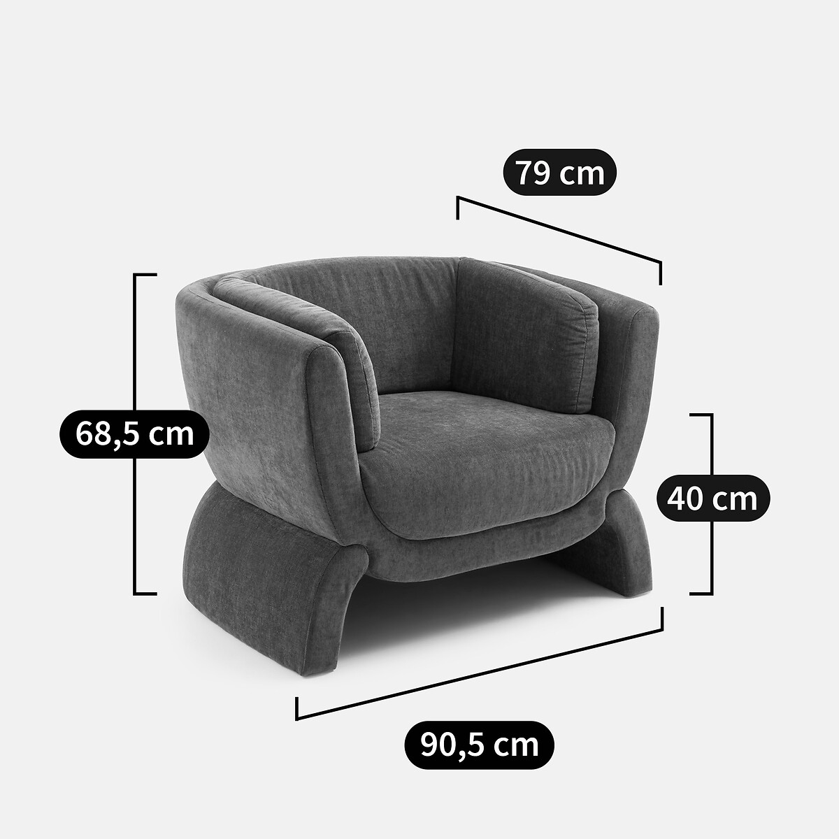 Fauteuil tissu texturé, Hunga terracotta, LA REDOUTE INTERIEURS