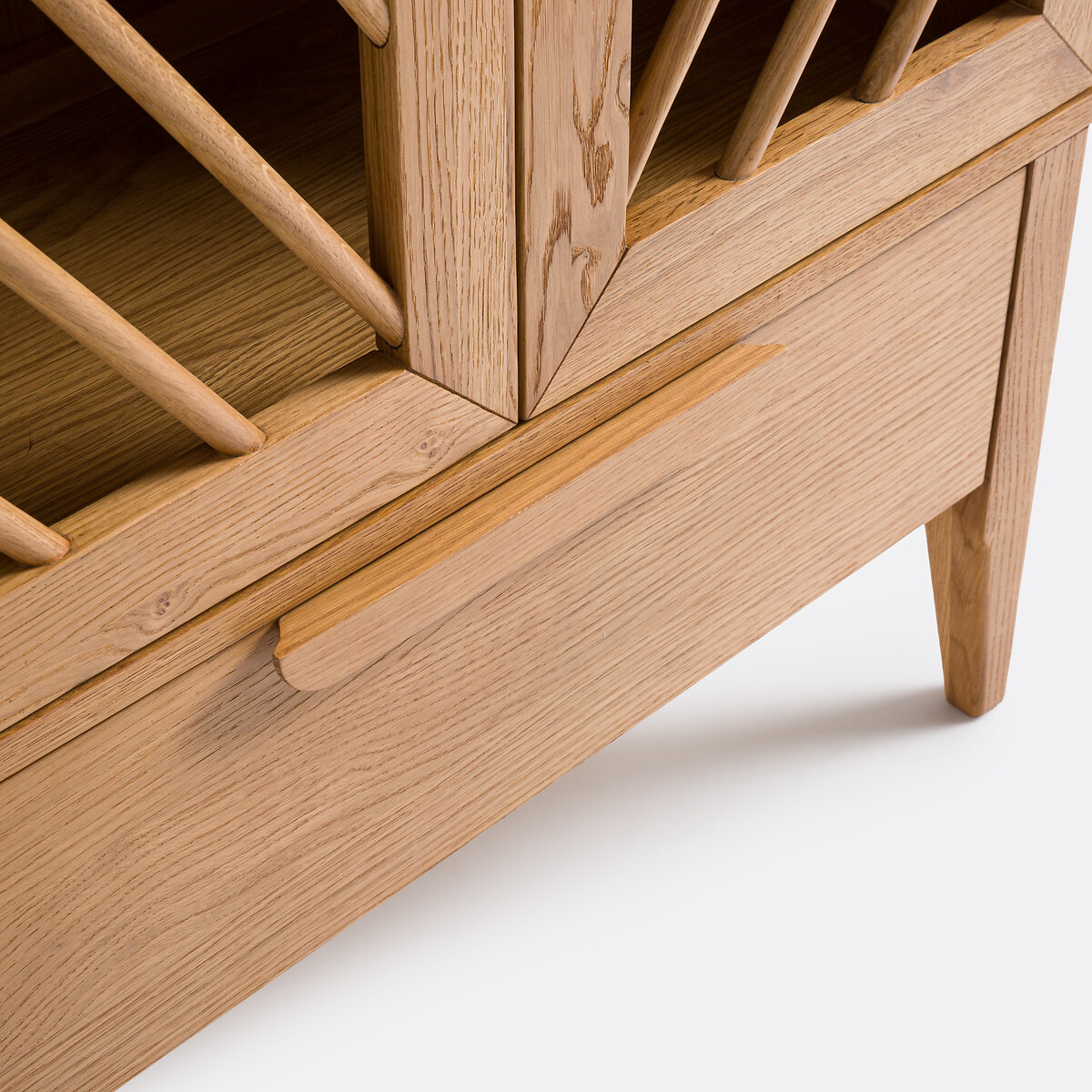 Buffet haut 2 portes 1 tiroir chêne et plaqué Anda coloris naturel, LA REDOUTE INTERIEURS