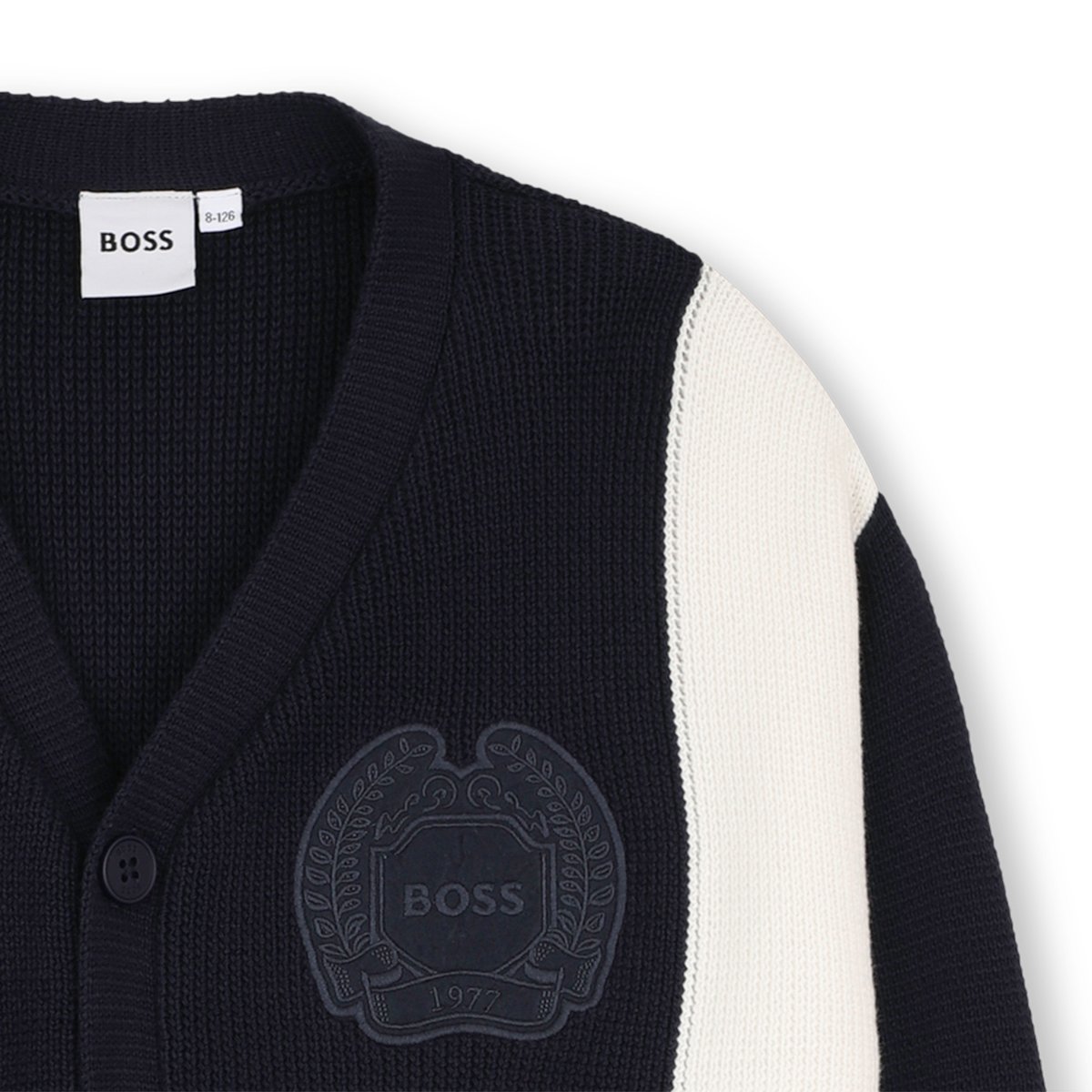 Cardigan en tricot bleu cargo, BOSS KIDSWEAR
