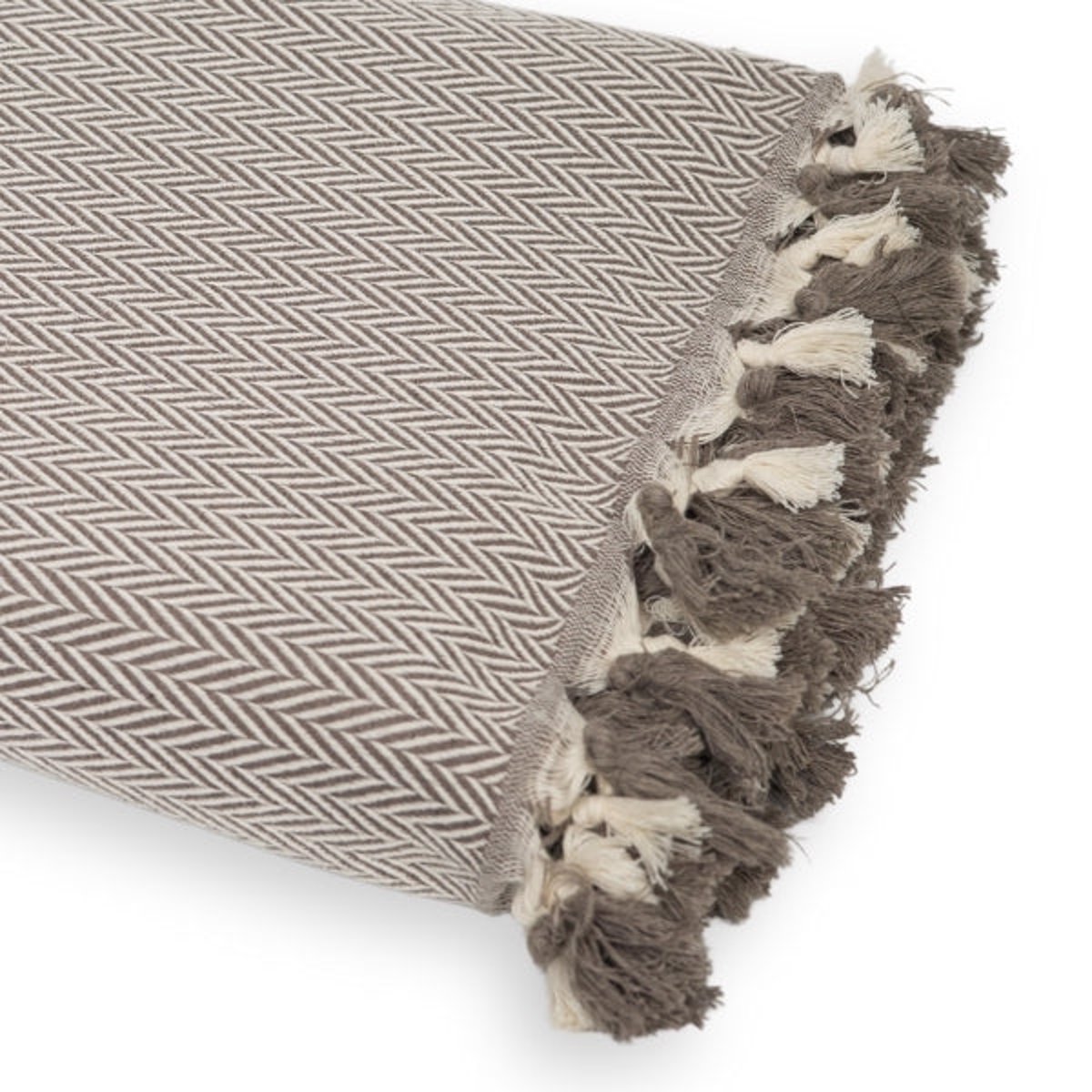 Plaid coton MEGEVE taupe, FEBRONIE