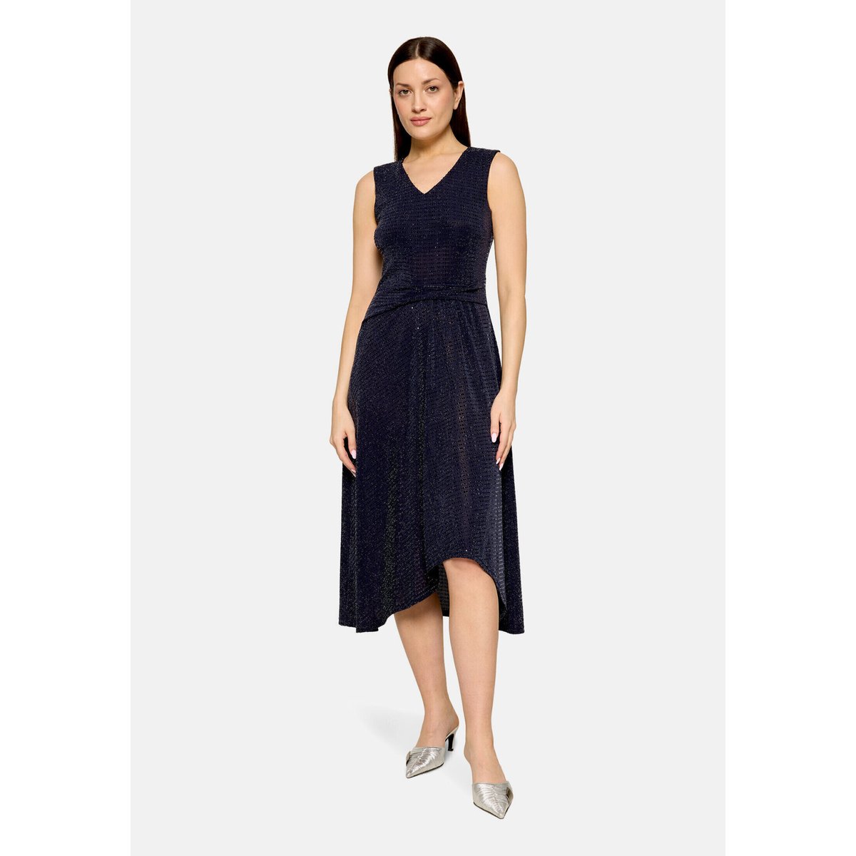 Robe de cocktail au look scintillant bleu foncé/gris, VERA MONT