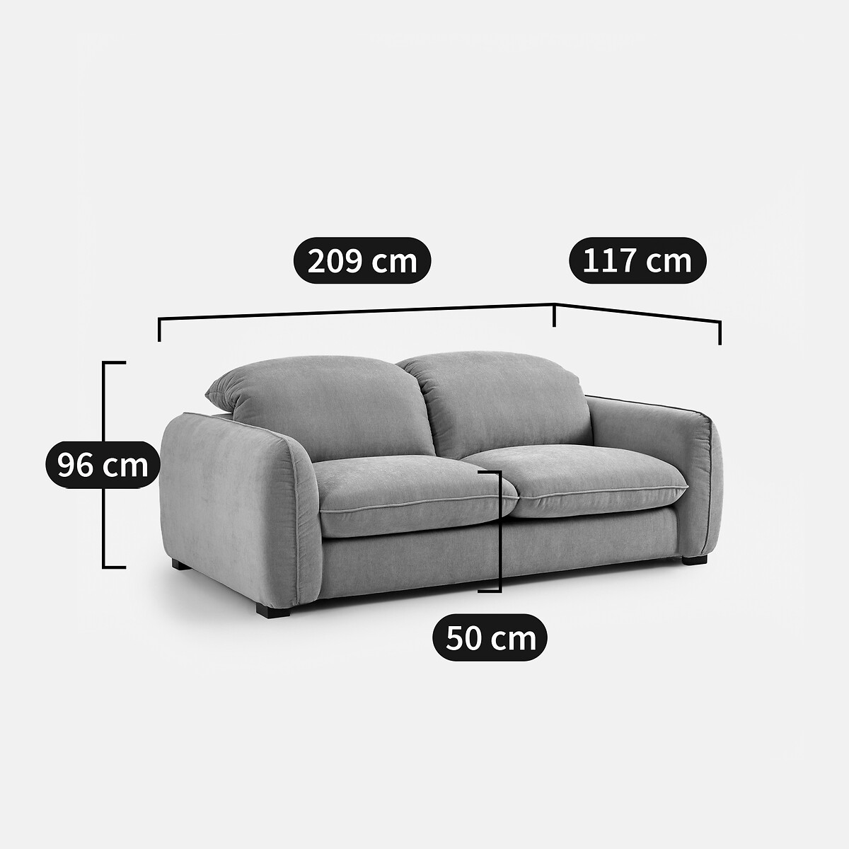 Canapé convertible, 3 places, en polyester chiné, avec têtières, ISLA beige, LA REDOUTE INTERIEURS