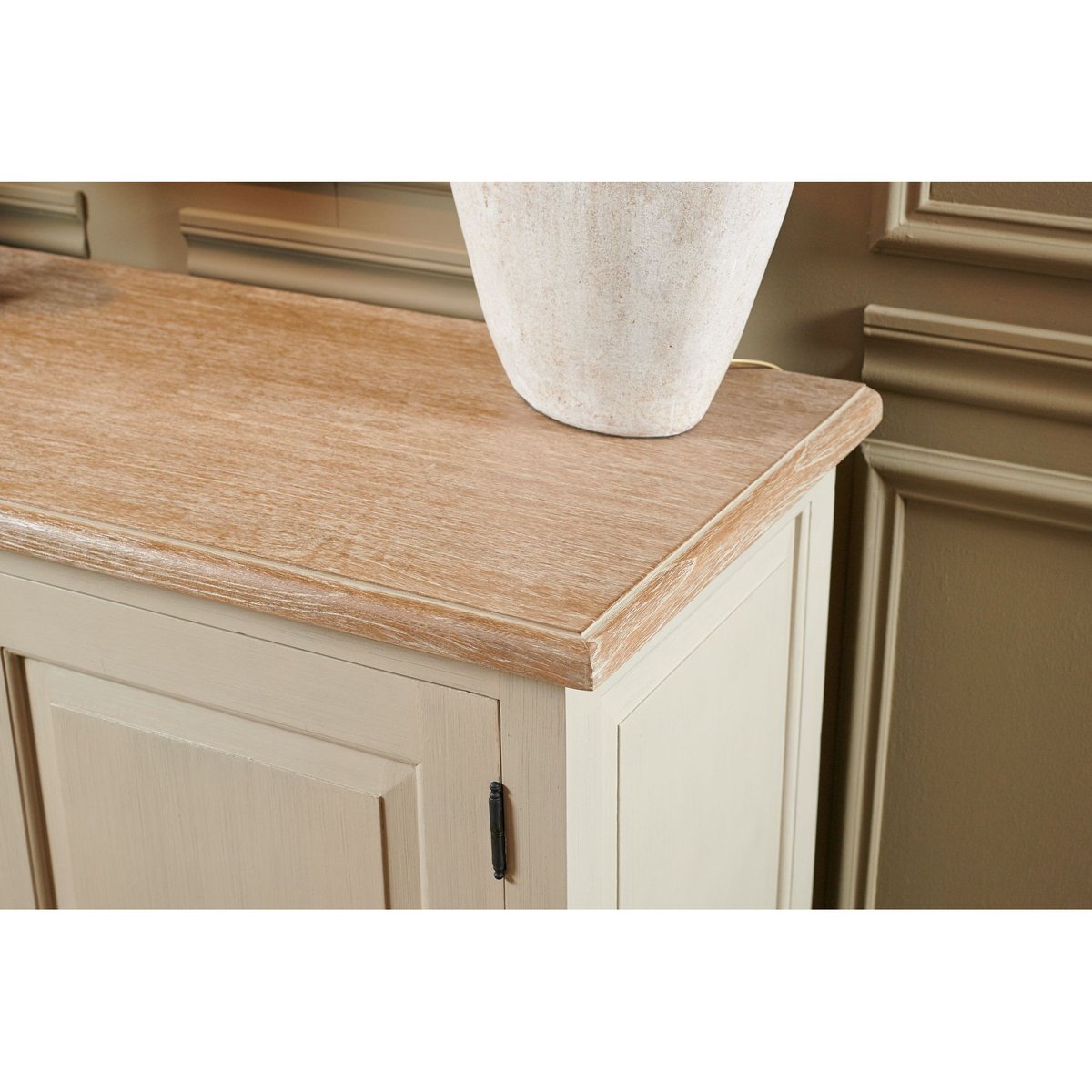 Buffet bas en bois 4 portes 2 tiroirs campagne chic - VILLAS gris, HELLIN, DEPUIS 1862