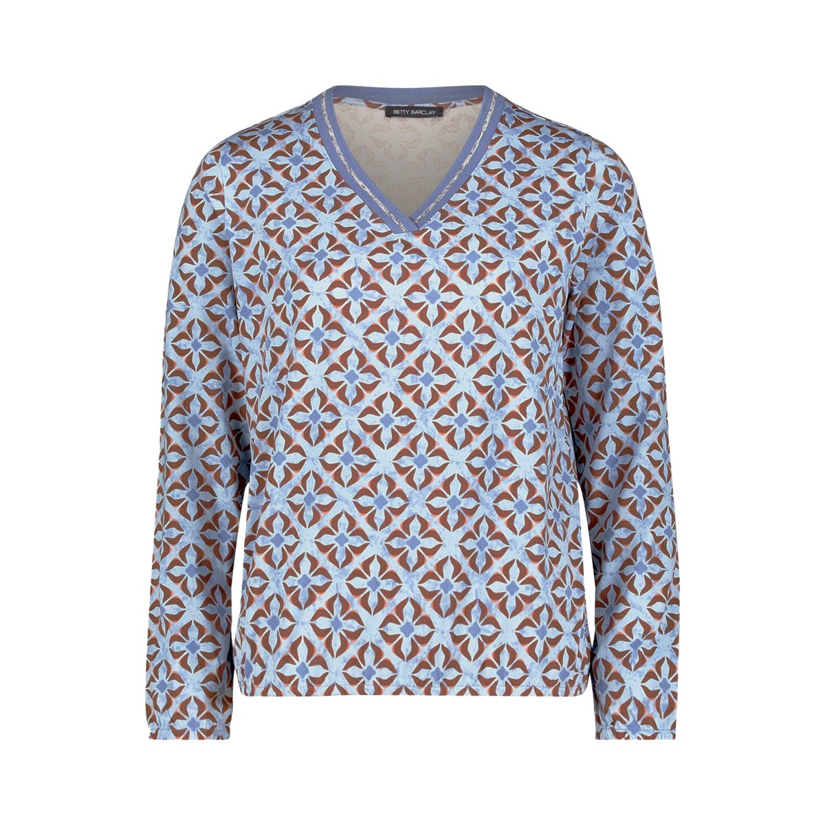 T-shirt façon blouse à élastique bleu/marron, BETTY BARCLAY