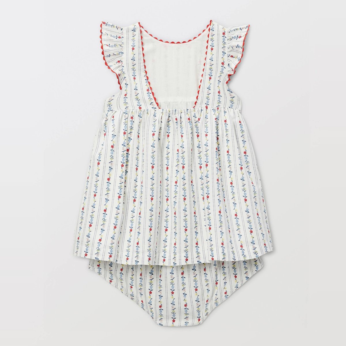 Robe avec bloomer rayés et imprimés en coton BIO GOTS ecru, BOUT'CHOU