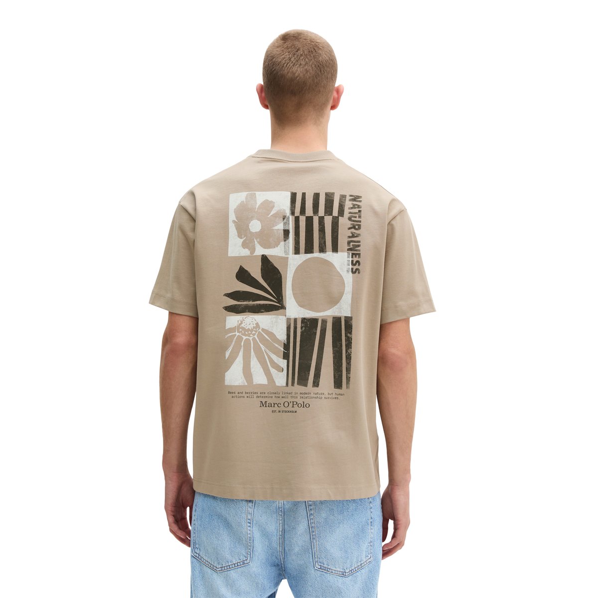 T-shirt loose avec impression dans le dos beige, MARC O'POLO