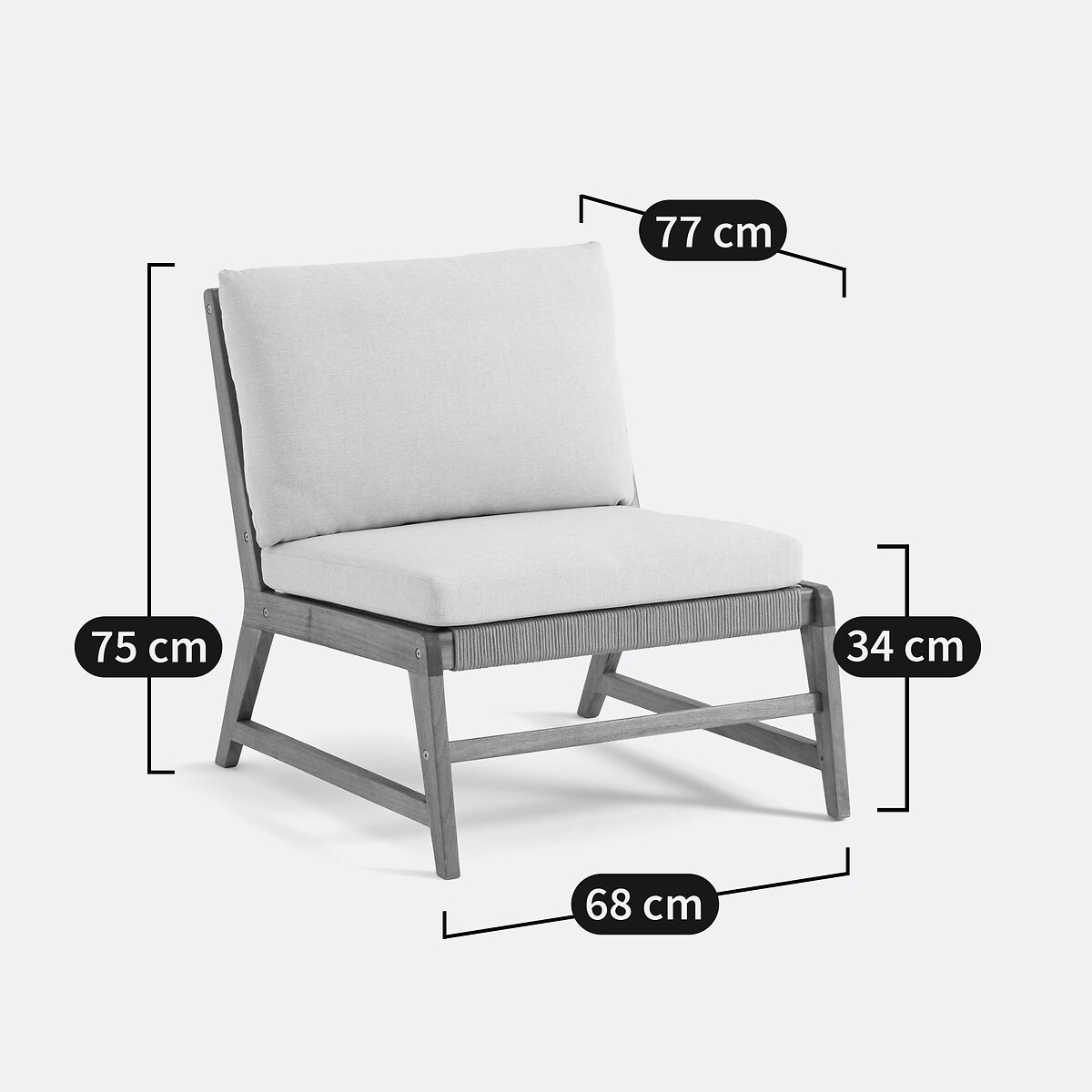 Gartensessel Natou, Akazie beige/ecru, LA REDOUTE INTERIEURS