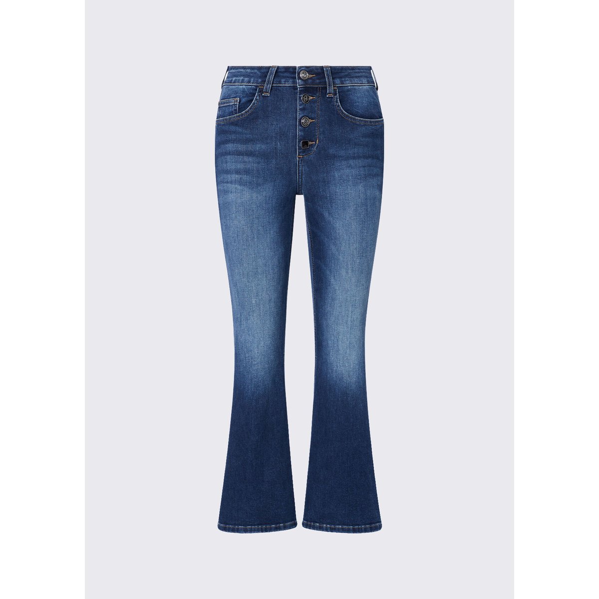 Jean bootcut avec boutons bijoux denim bleu foncé, LIU JO