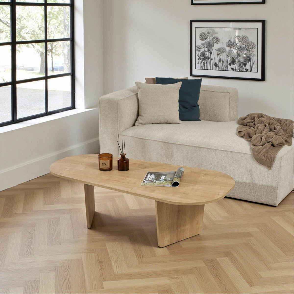 Table basse design organique MARFA chêne, PIER IMPORT