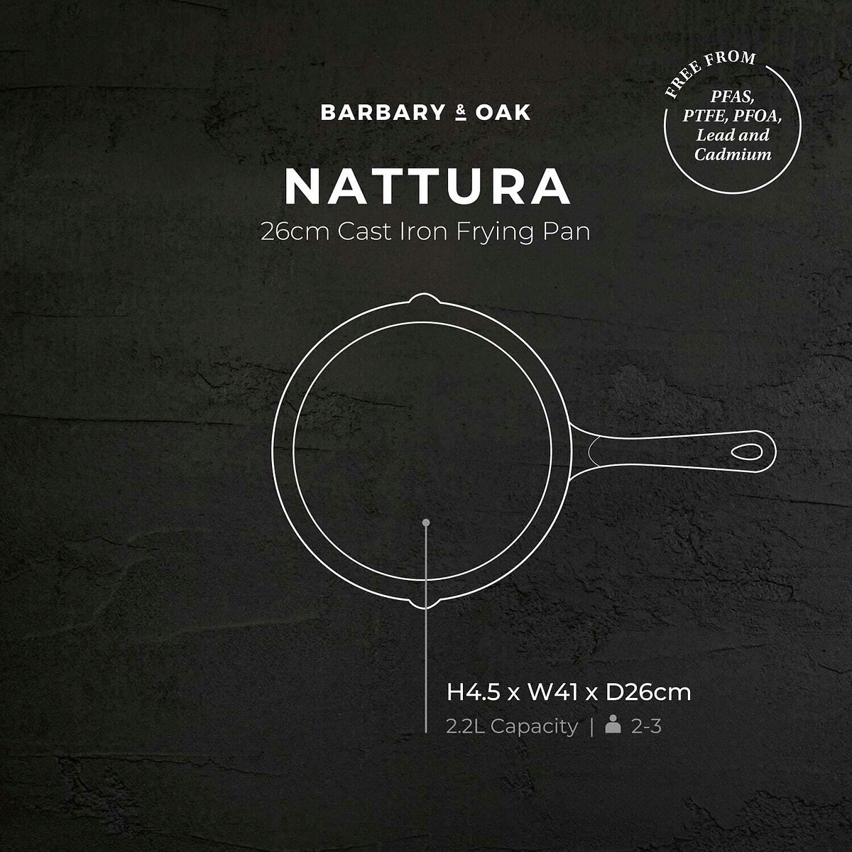 26cm Nattura Cast Iron Round Fry Pan teal, BARBARY & OAK