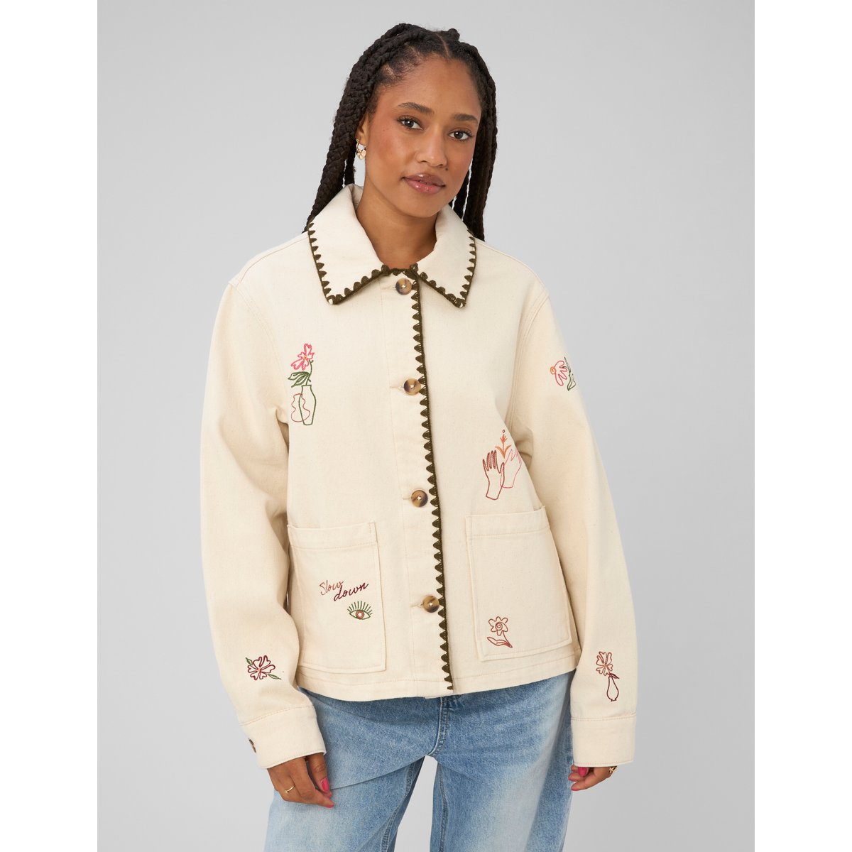 Veste brodée naturel, BZB