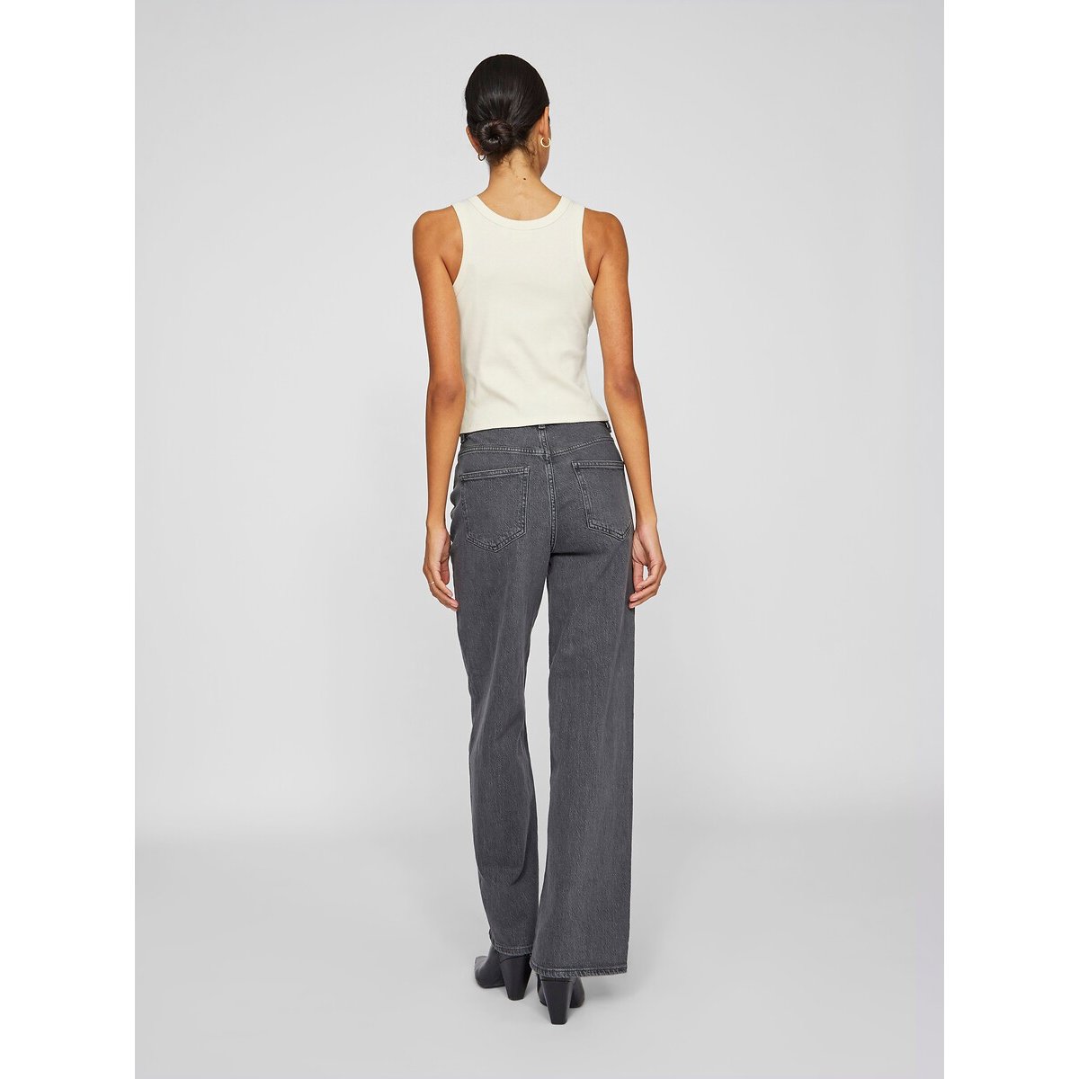 Vaqueros anchos, talle alto grey denim , VILA