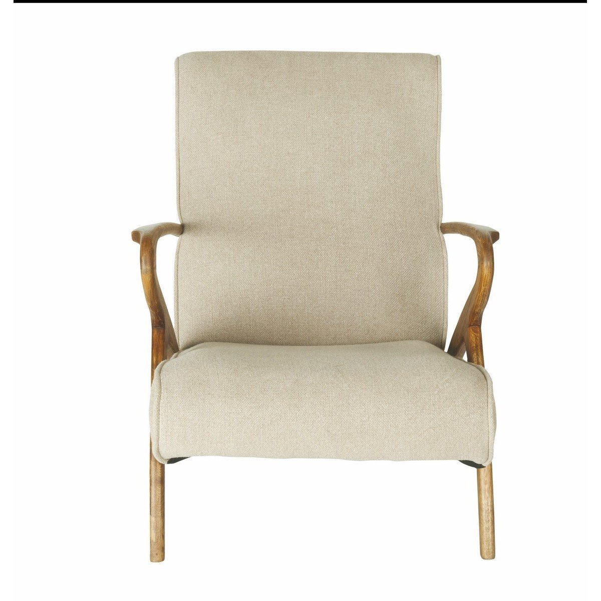 Fauteuil de salon en chêne et assise en lin - Jean beige, CALICOSY
