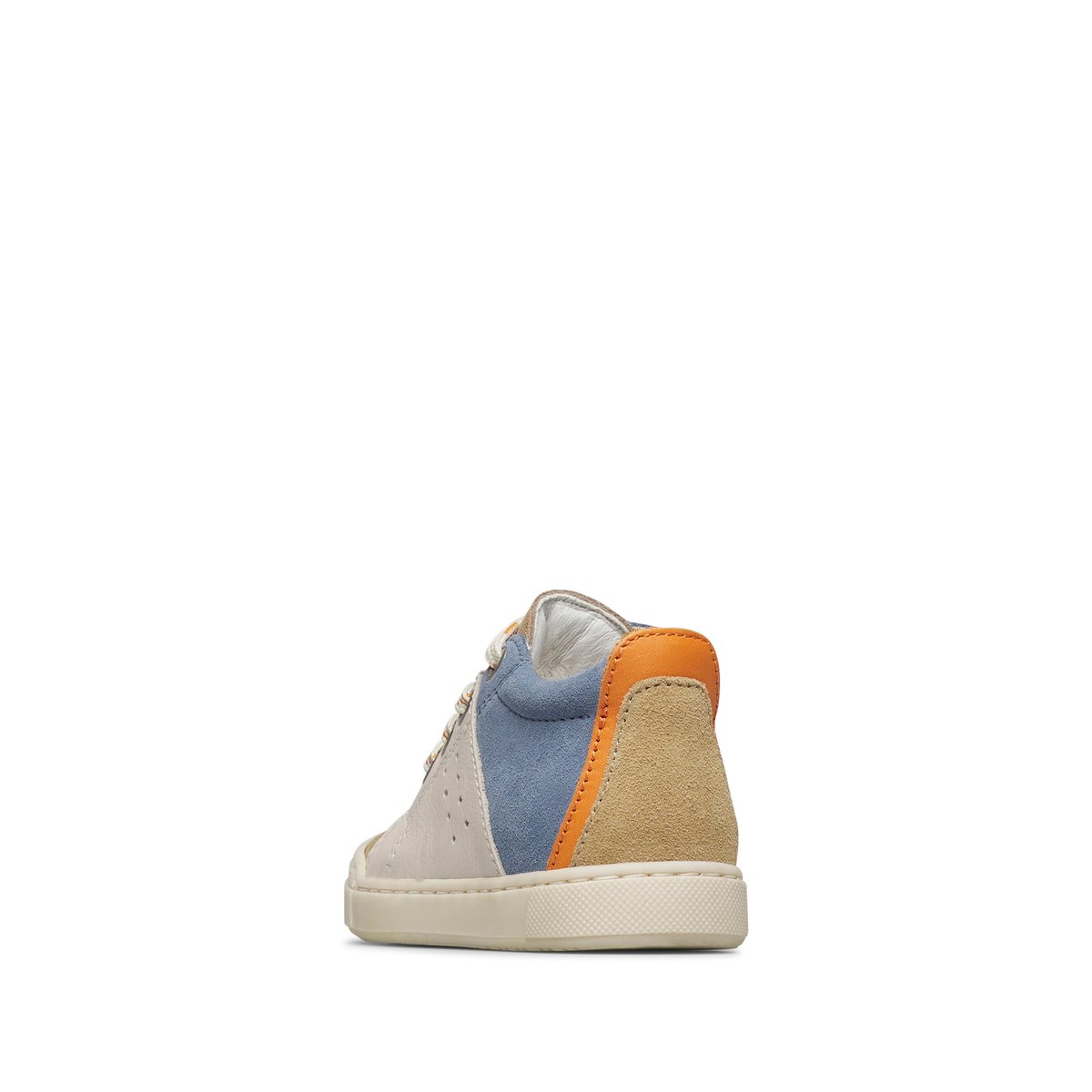 Baskets en cuir et en daim FABRON ZIP bleu-beige, FALCOTTO