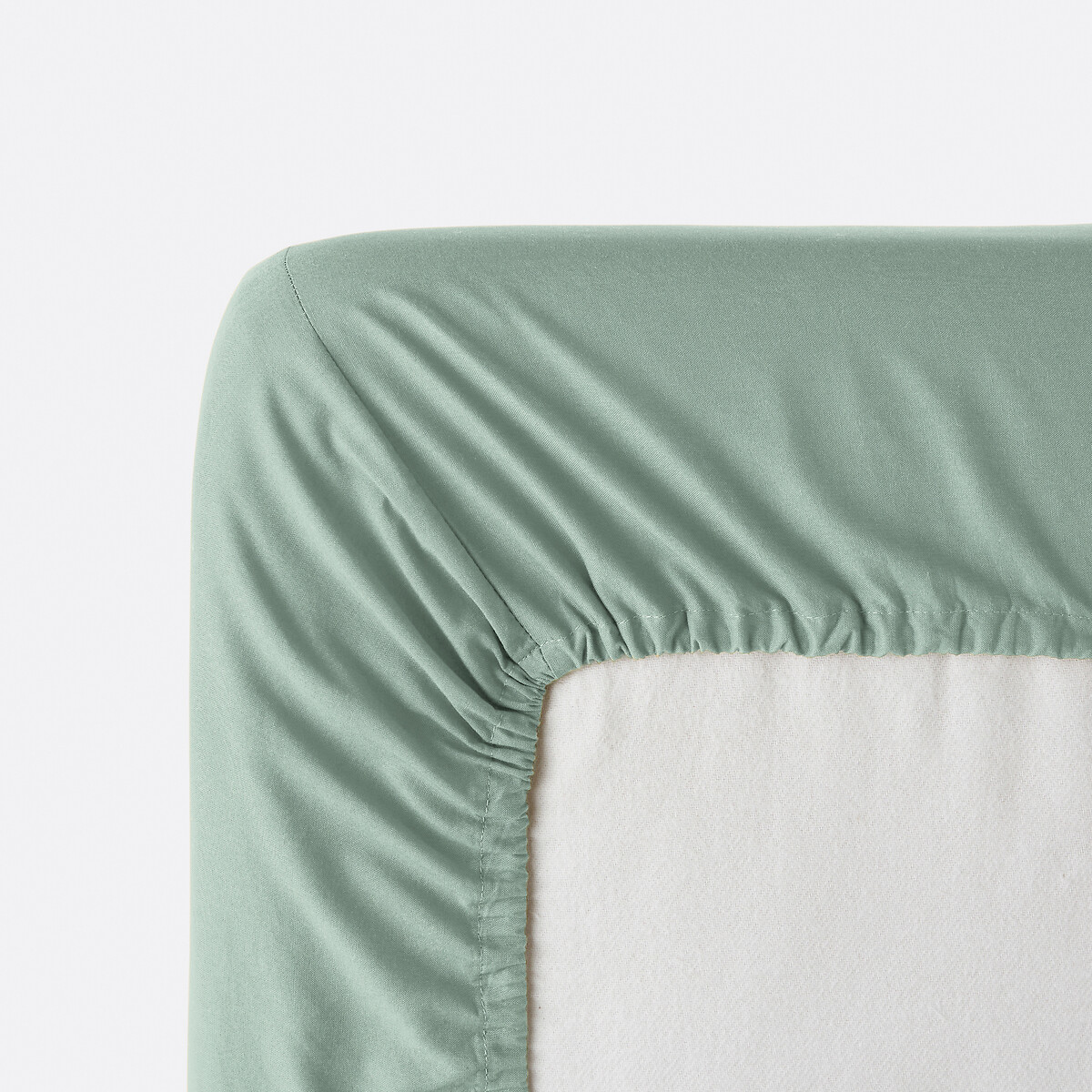 Lençol-capa liso, de algodão lavado, 30 cm de altura, Kumco sálvia, LA REDOUTE INTERIEURS