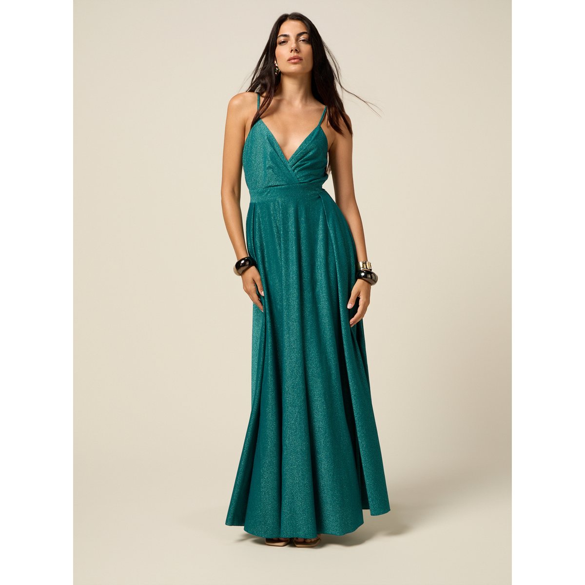 Robe plissée petrol blue, OLTRE