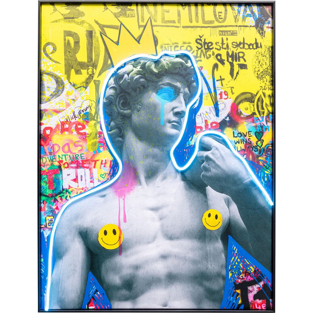Tableau LED statue antique et graffiti multicolore, KARE DESIGN