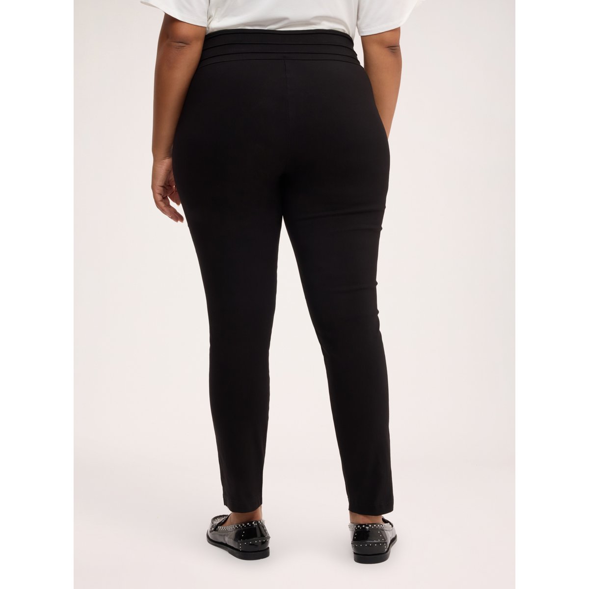 Jeggings avec pli frontal et boutons décoratifs noir, FIORELLA RUBINO
