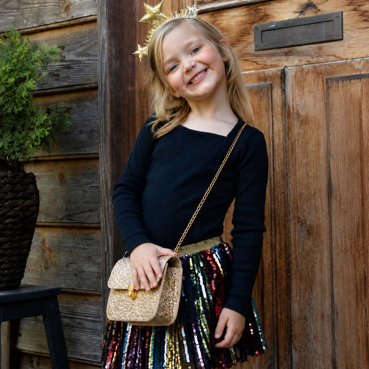 Sac à main enfant pailleté Skyline Glamour or, GREAT PRETENDERS