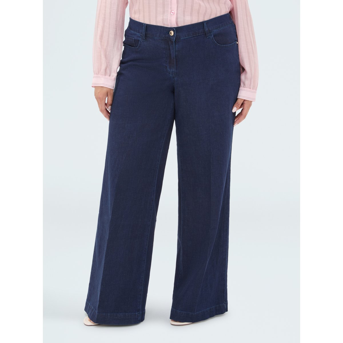 Jean Wide Leg délavage bleu marine bleu, FIORELLA RUBINO