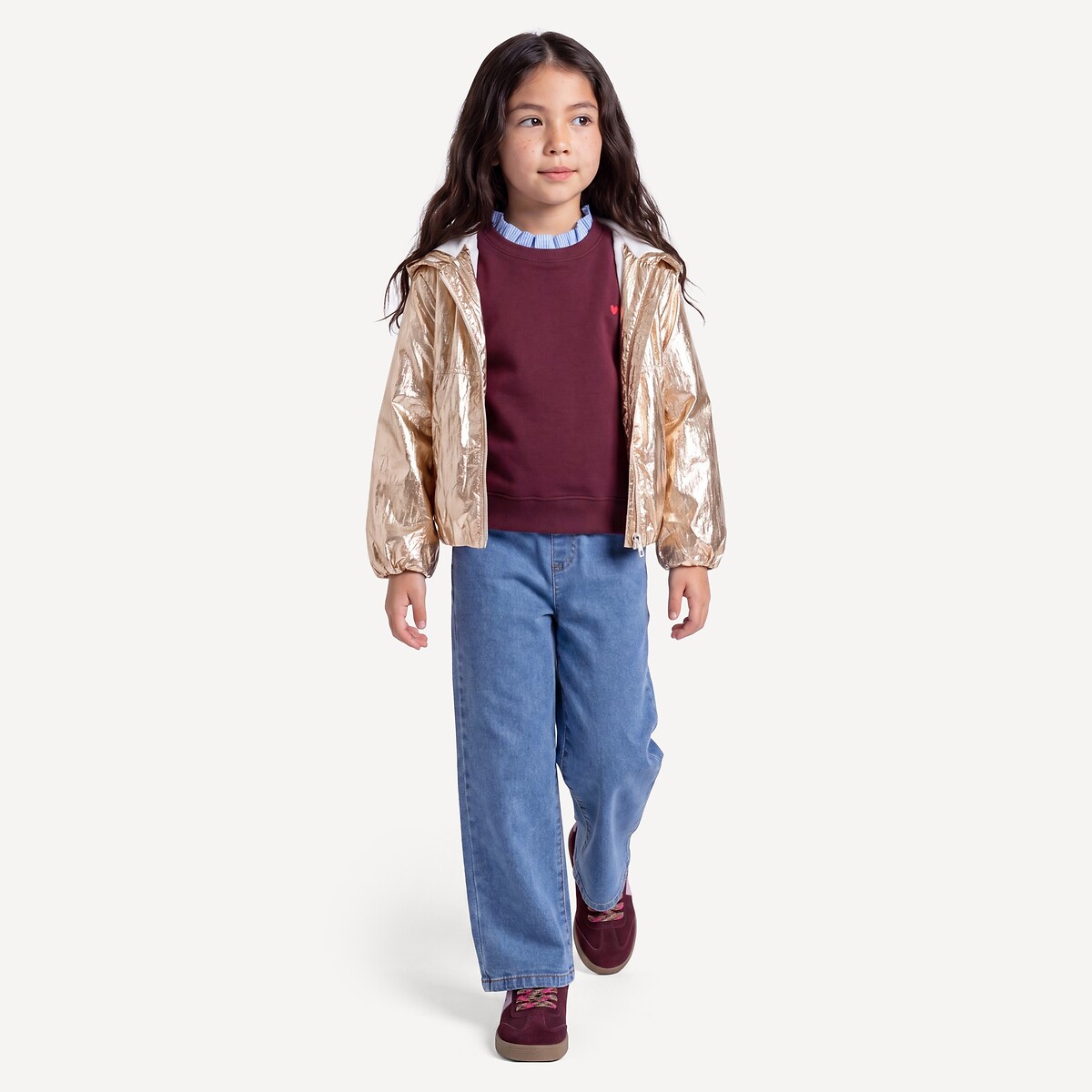 Jersey-Lined Hooded Windbreaker gold-coloured, LA REDOUTE COLLECTIONS