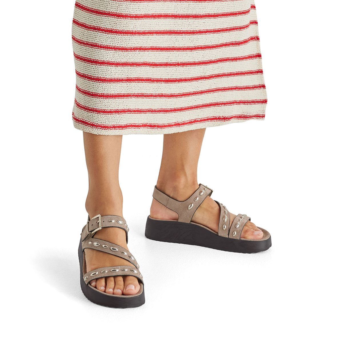 Sandale à talon en boucle marron taupe, TAMARIS