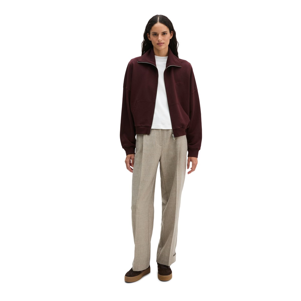 Veste sweat oversize avec du coton recyclé rouge, MARC O'POLO