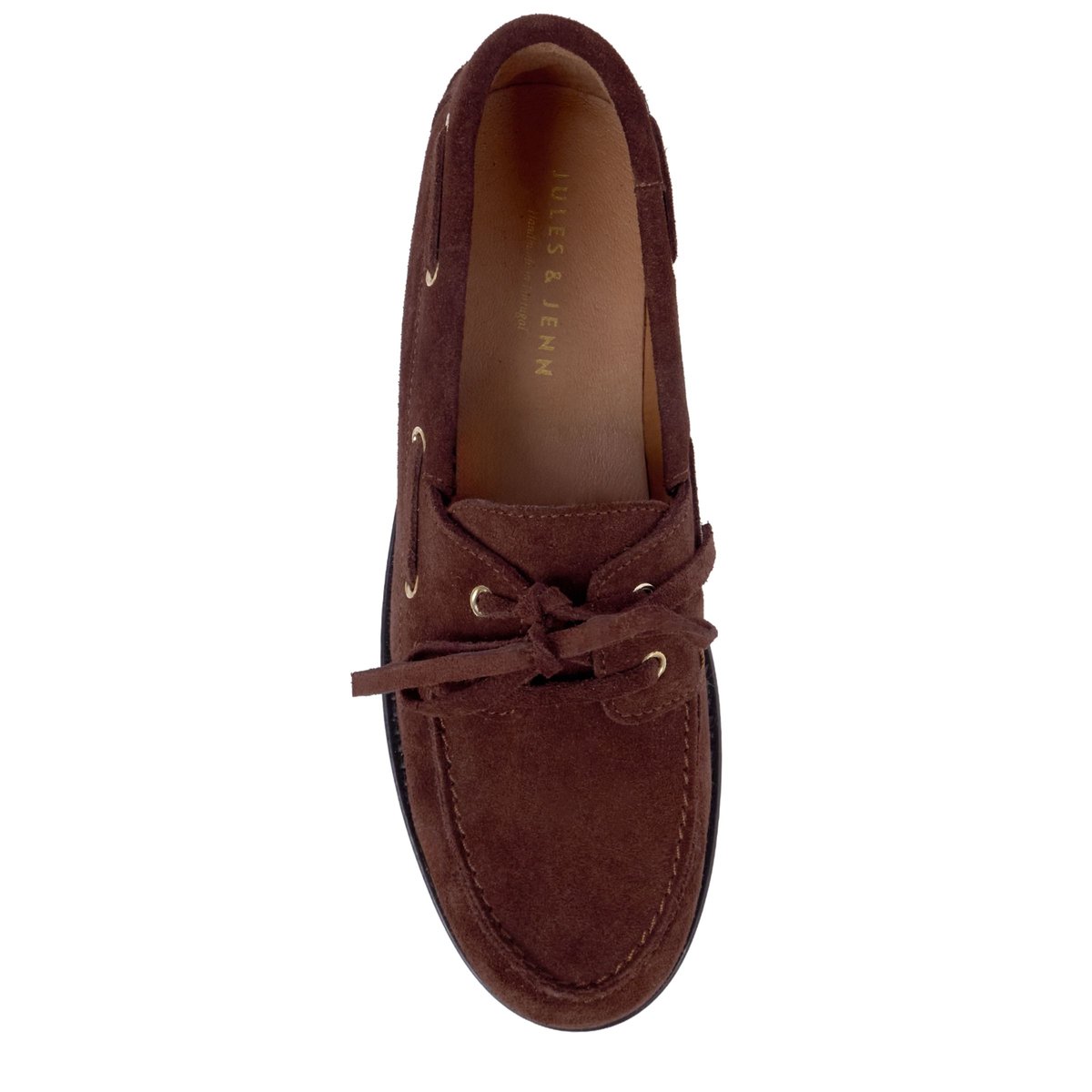 Mocassins bateau Thelma cuir daim marron, JULES & JENN