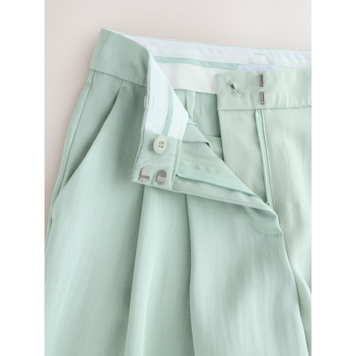 Pantalon palazzo effet froissé vert sauge, NEXT