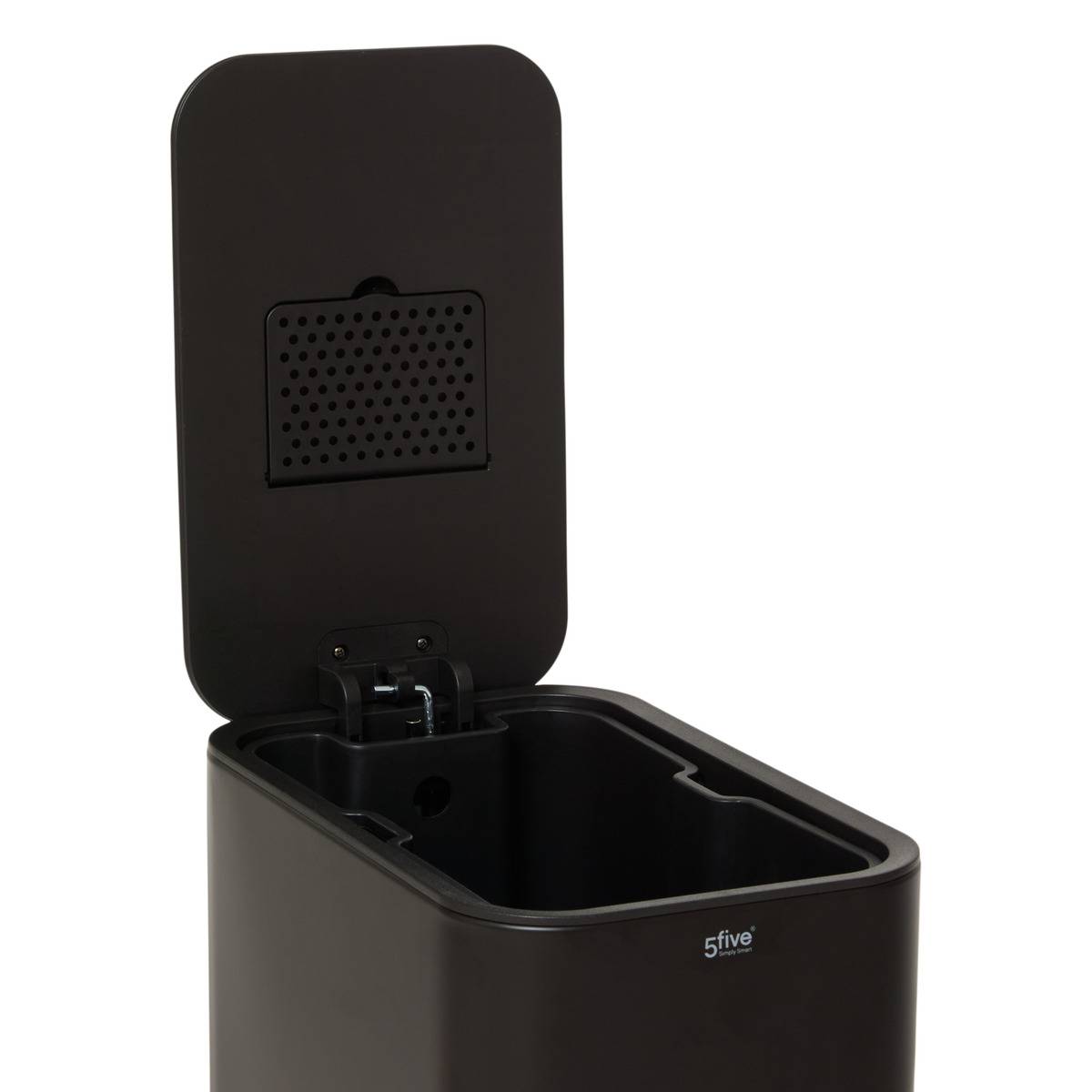 Poubelle slim rectangulaire à pédale en acier DELTA noir, 5FIVE SIMPLY SMART