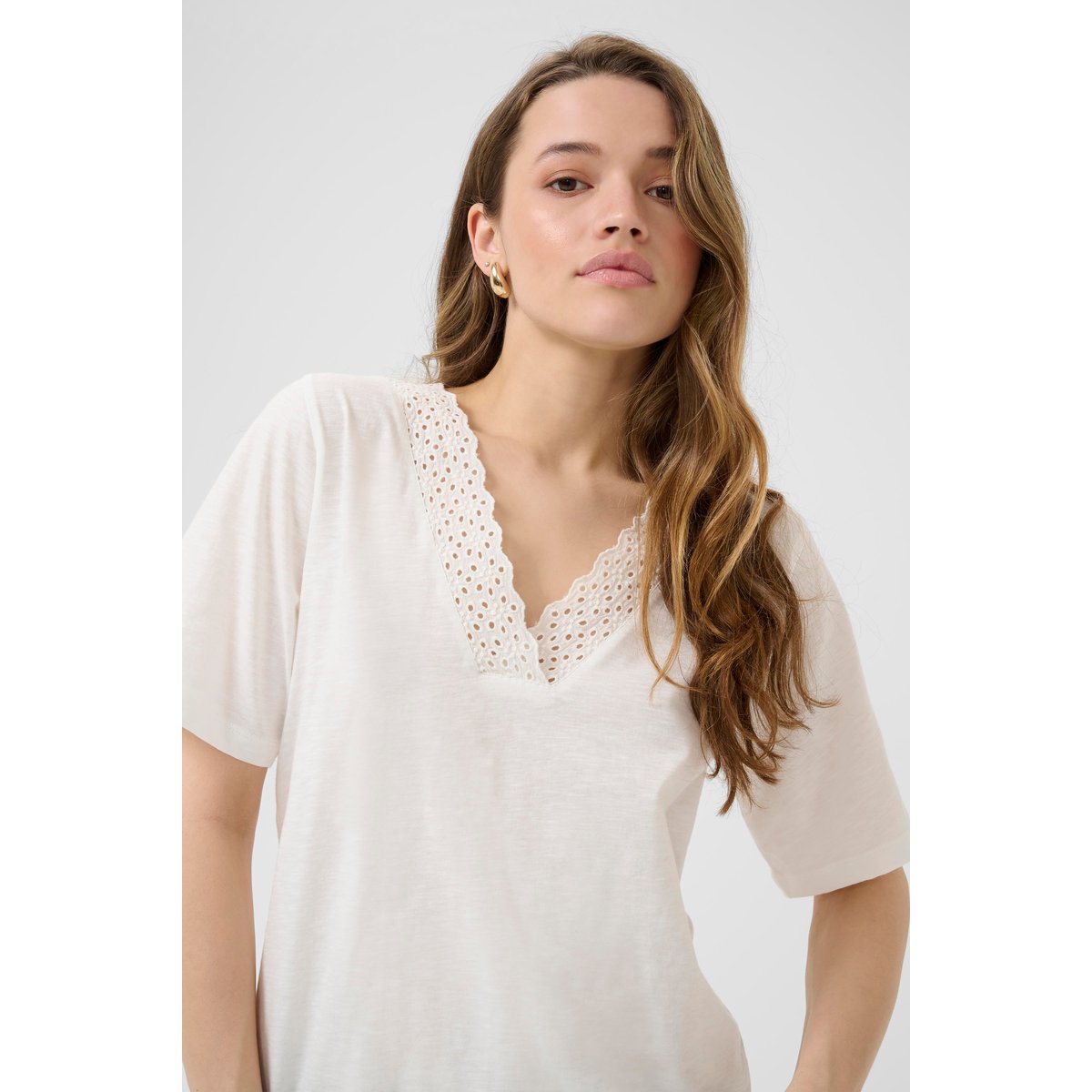 T-shirt blanc chalk, KAFFE