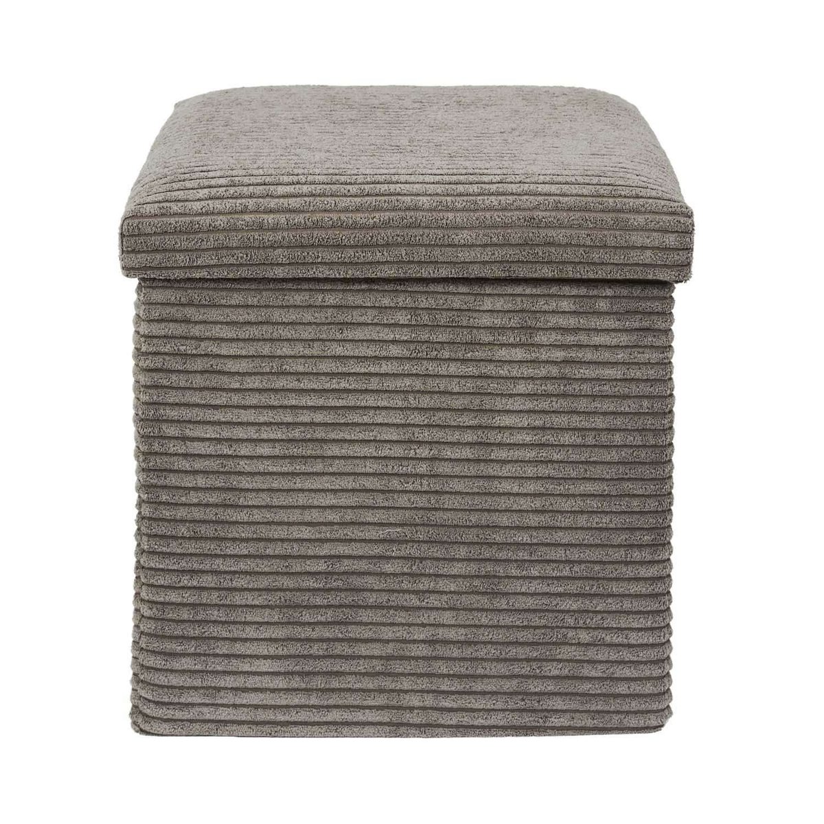 Pouf de rangement pliable en velours côtelé SCOTT taupe, THE HOME DECO FACTORY