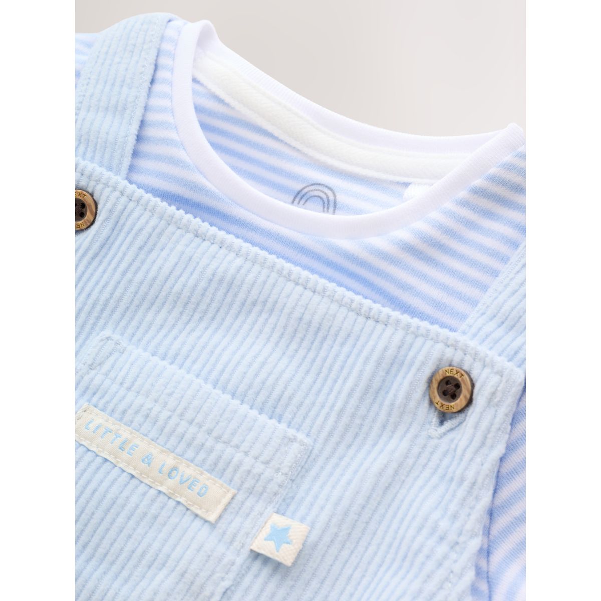 Salopette unie en velours côtelé et body bébé bleu, NEXT